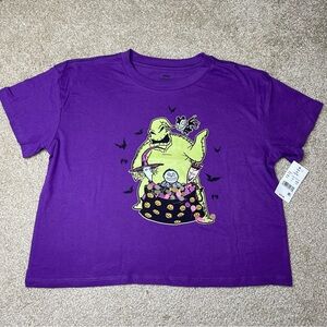 NEW The Nightmare Before Christmas Cropped Tee (Purple) Youth Size XL 14-16